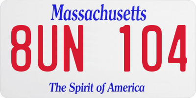 MA license plate 8UN104