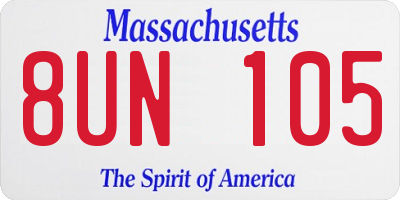 MA license plate 8UN105