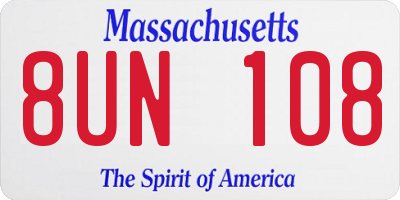 MA license plate 8UN108