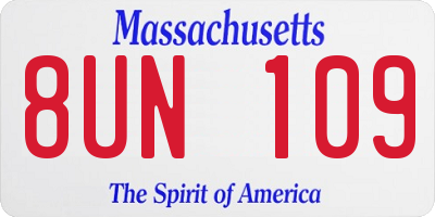 MA license plate 8UN109
