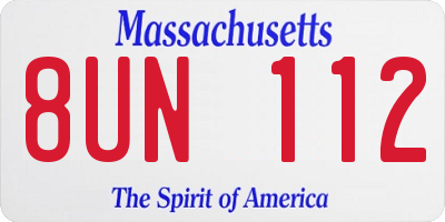 MA license plate 8UN112