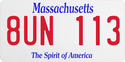 MA license plate 8UN113