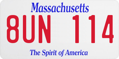 MA license plate 8UN114