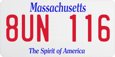 MA license plate 8UN116