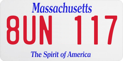 MA license plate 8UN117