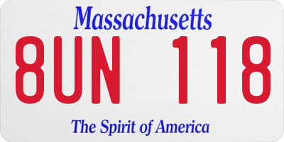 MA license plate 8UN118