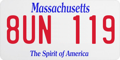 MA license plate 8UN119