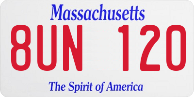 MA license plate 8UN120