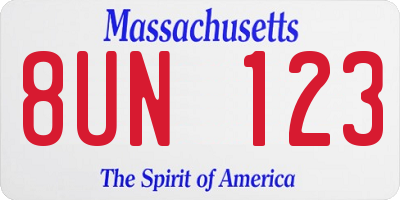 MA license plate 8UN123