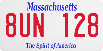 MA license plate 8UN128