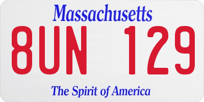 MA license plate 8UN129