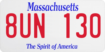 MA license plate 8UN130