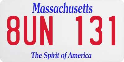 MA license plate 8UN131