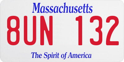 MA license plate 8UN132