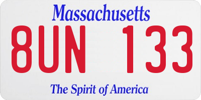 MA license plate 8UN133