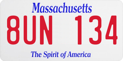 MA license plate 8UN134