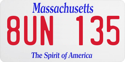 MA license plate 8UN135