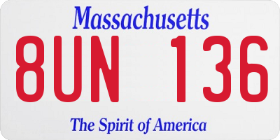 MA license plate 8UN136