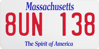 MA license plate 8UN138