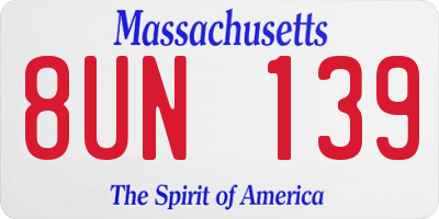 MA license plate 8UN139