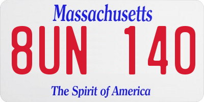 MA license plate 8UN140