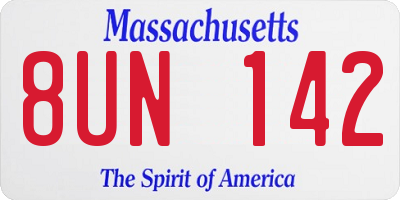MA license plate 8UN142