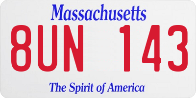 MA license plate 8UN143