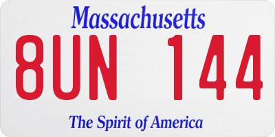 MA license plate 8UN144