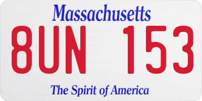 MA license plate 8UN153