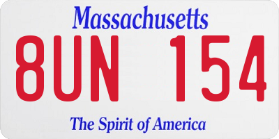 MA license plate 8UN154