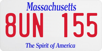 MA license plate 8UN155