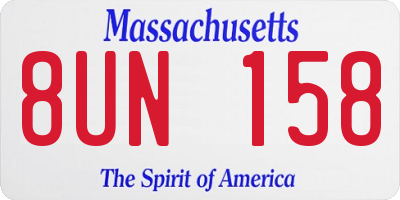 MA license plate 8UN158