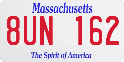 MA license plate 8UN162