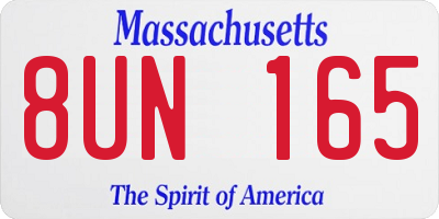 MA license plate 8UN165