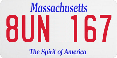 MA license plate 8UN167