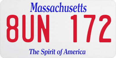 MA license plate 8UN172