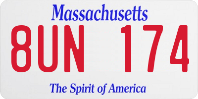 MA license plate 8UN174