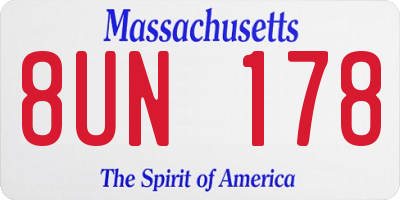 MA license plate 8UN178
