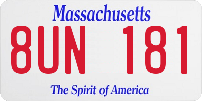 MA license plate 8UN181