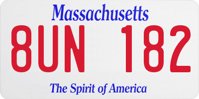 MA license plate 8UN182