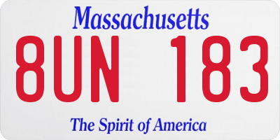 MA license plate 8UN183