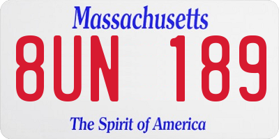 MA license plate 8UN189