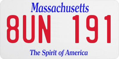 MA license plate 8UN191