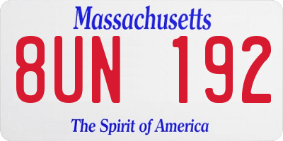 MA license plate 8UN192