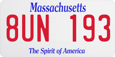 MA license plate 8UN193