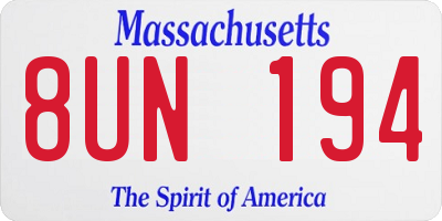 MA license plate 8UN194