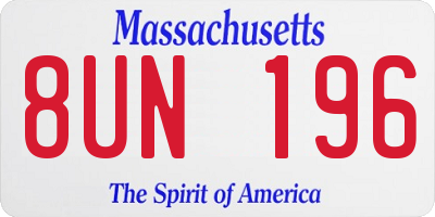 MA license plate 8UN196