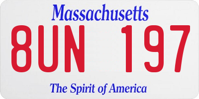 MA license plate 8UN197