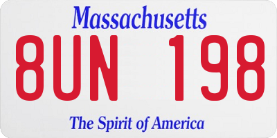 MA license plate 8UN198