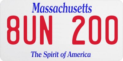 MA license plate 8UN200